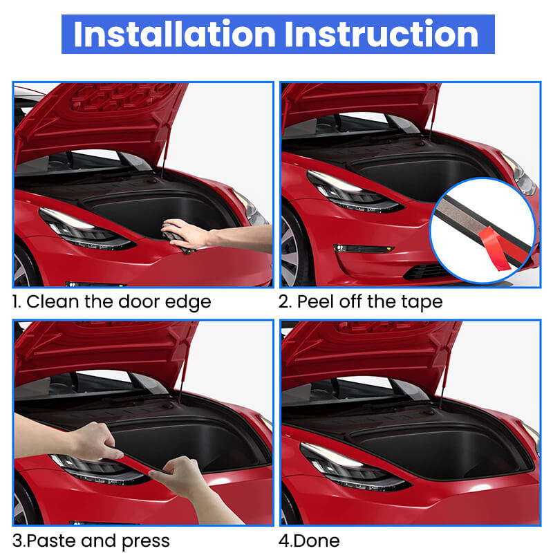 Car Door Seal Strip Kit Soundproof Rubber for Tesla Model S/3/X/Y