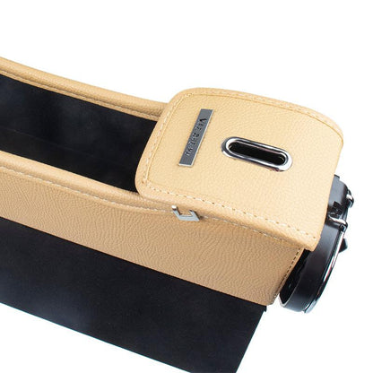 Car Seat Slit Gap Storage Box with Foldable Cup Holder for Model S