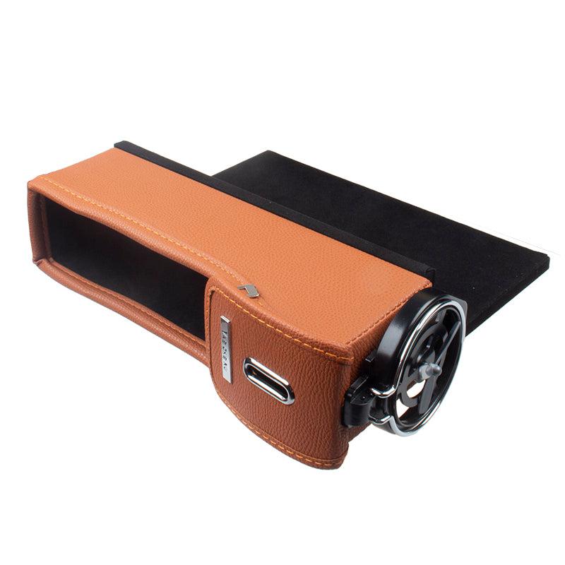 Car Seat Slit Gap Storage Box with Foldable Cup Holder for Model S
