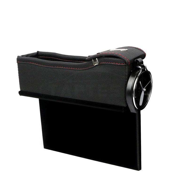 Car Seat Slit Gap Storage Box with Foldable Cup Holder for Model S Black Right Side