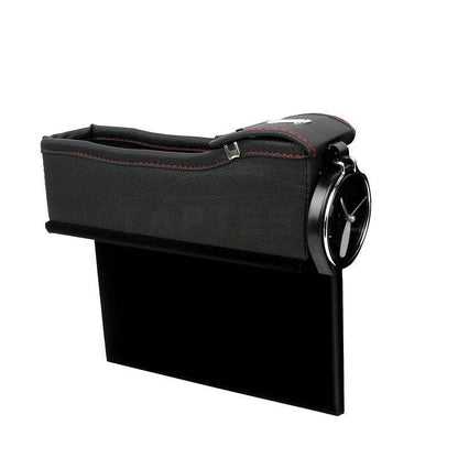 Car Seat Slit Gap Storage Box with Foldable Cup Holder for Model S Black Right Side