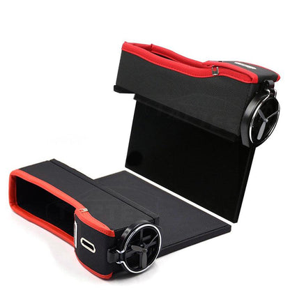 Car Seat Slit Gap Storage Box with Foldable Cup Holder for Model S Black and Red Driver+Passenger