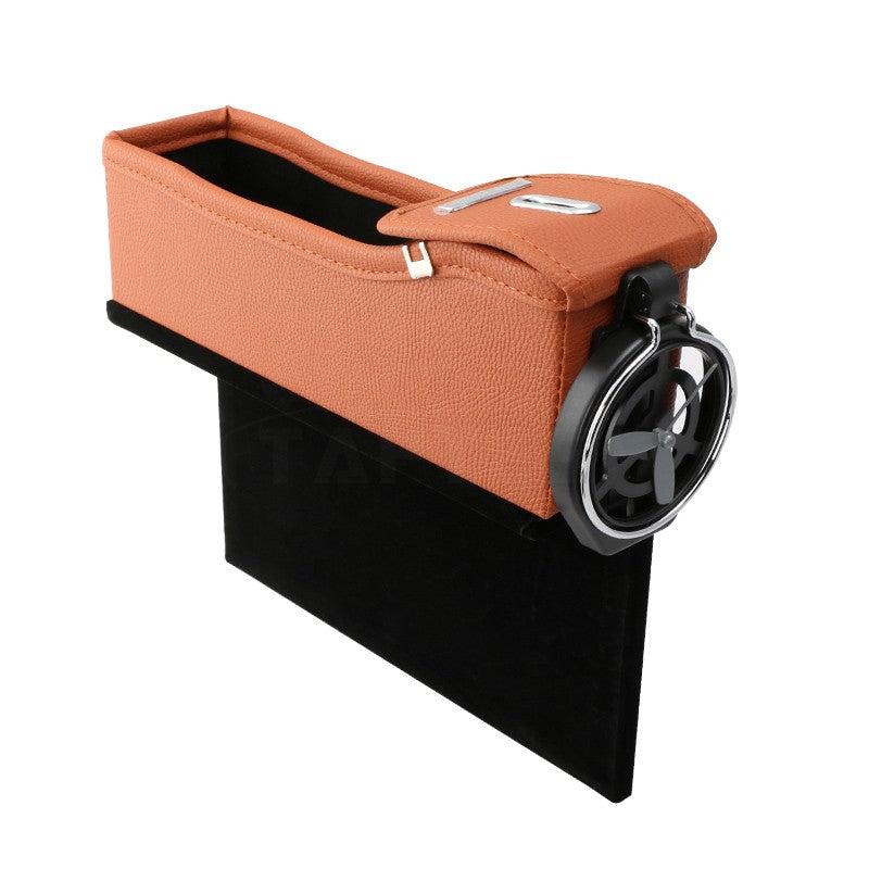 Car Seat Slit Gap Storage Box with Foldable Cup Holder for Model S Orange
