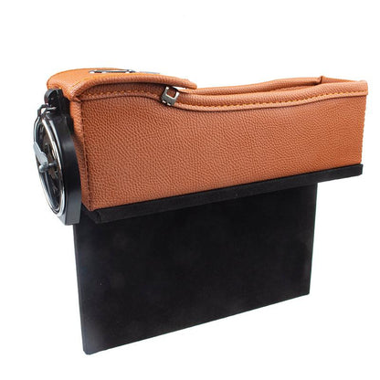 Car Seat Slit Gap Storage Box with Foldable Cup Holder for Model S