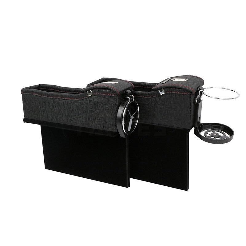 Car Seat Slit Gap Storage Box with Foldable Cup Holder for Model S