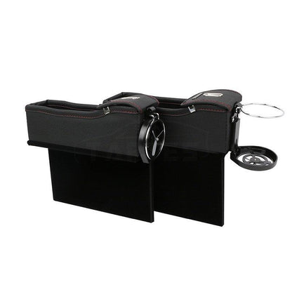 Car Seat Slit Gap Storage Box with Foldable Cup Holder for Model S