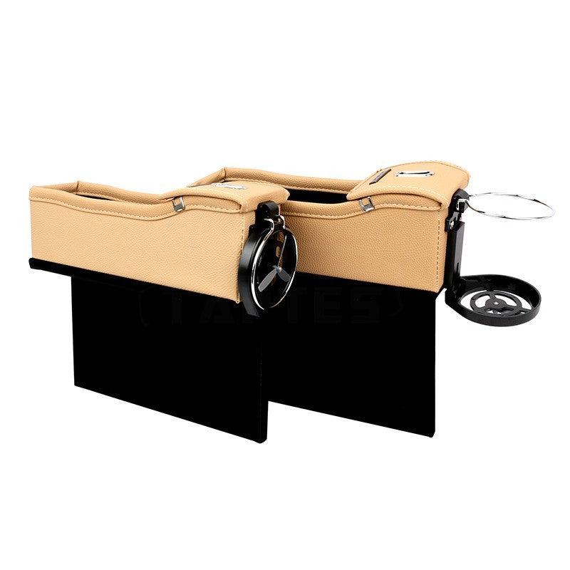 Car Seat Slit Gap Storage Box with Foldable Cup Holder for Model S