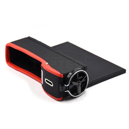 Car Seat Slit Gap Storage Box with Foldable Cup Holder for Model S Black and Red Left Side