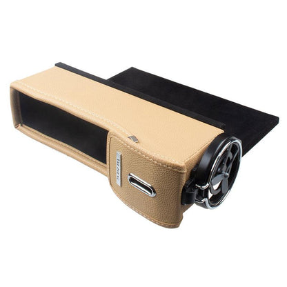 Car Seat Slit Gap Storage Box with Foldable Cup Holder for Model S