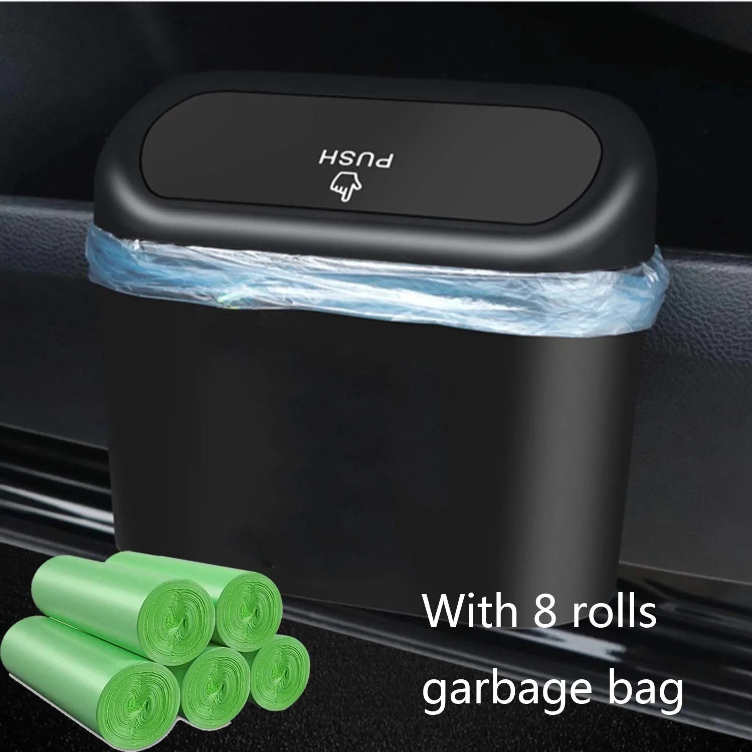 Car Trash Can with 8 Rolls of Garbage Bags for Tesla Model 3/Y/S/X