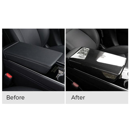 Carbon Fiber Center Armrest Cover for Tesla Model 3 Model Y