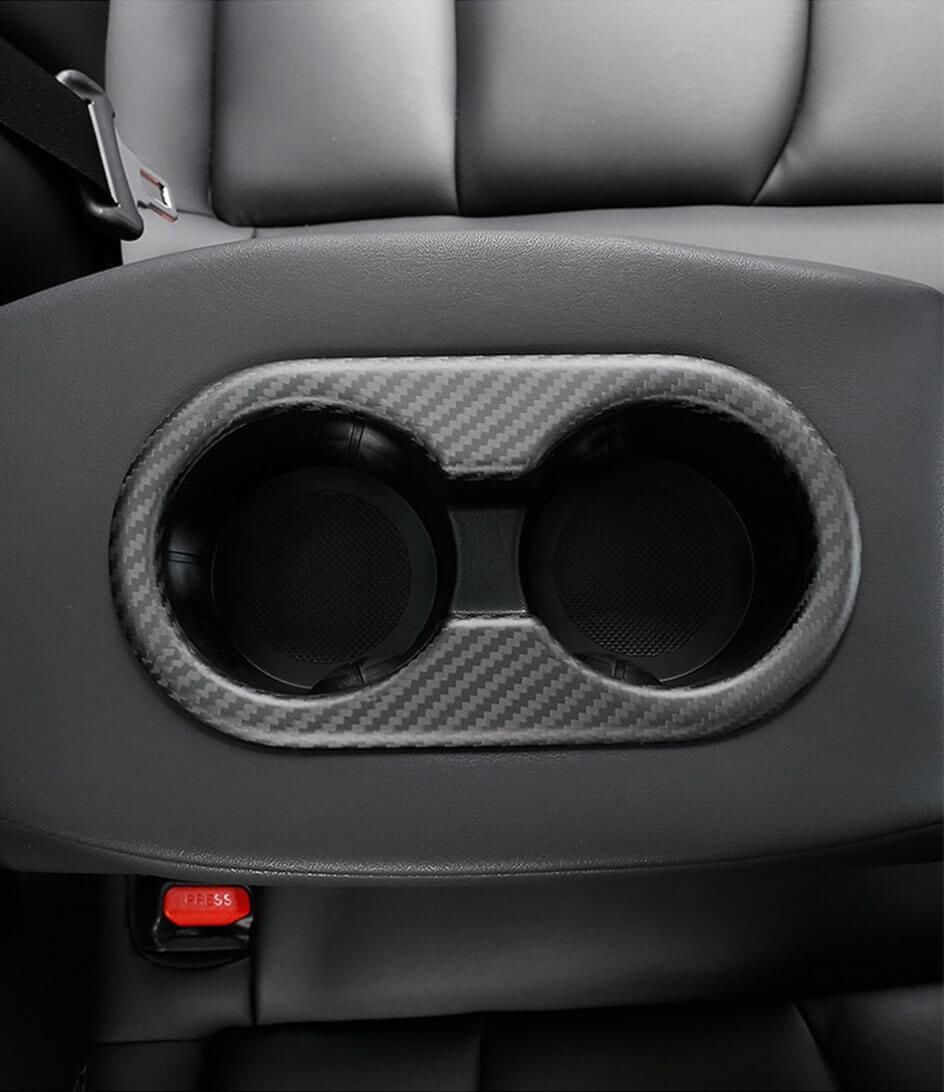 Carbon Fiber Interior Mods Backseat Cup Holder for Tesla Model 3 Y