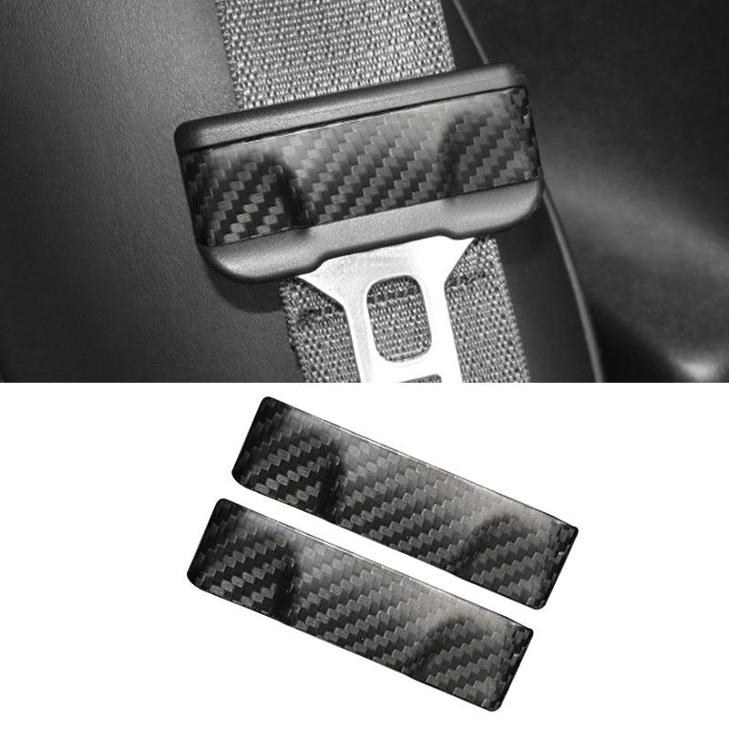 Carbon Fiber Seat Belt Fascia Cover For Telsa Model 3/Y Accessories Real Matte Carbon Fiber