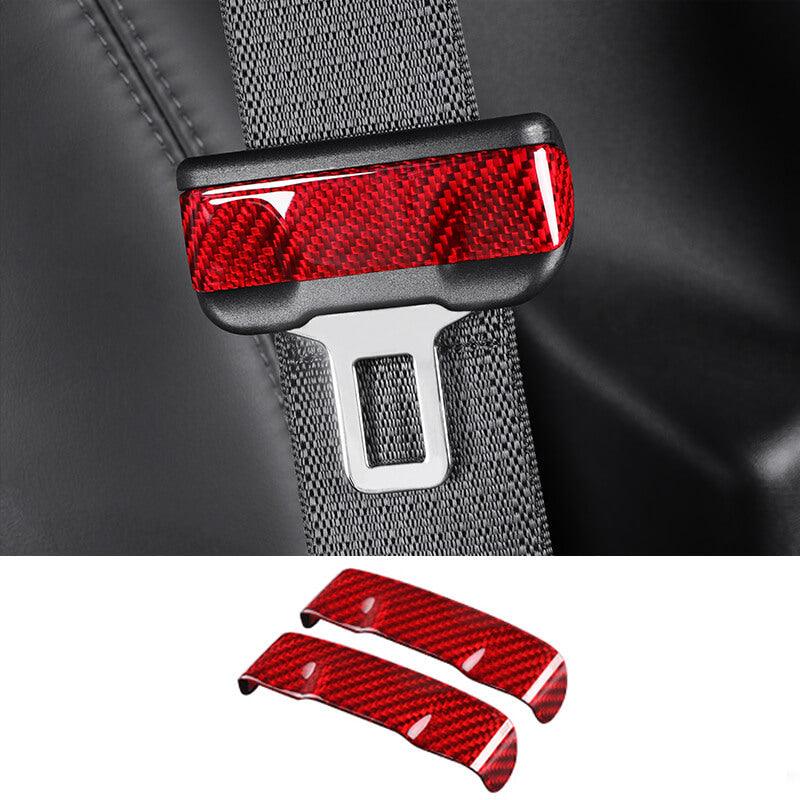 Carbon Fiber Seat Belt Fascia Cover For Telsa Model 3/Y Accessories Real Red Glossy Carbon Fiber