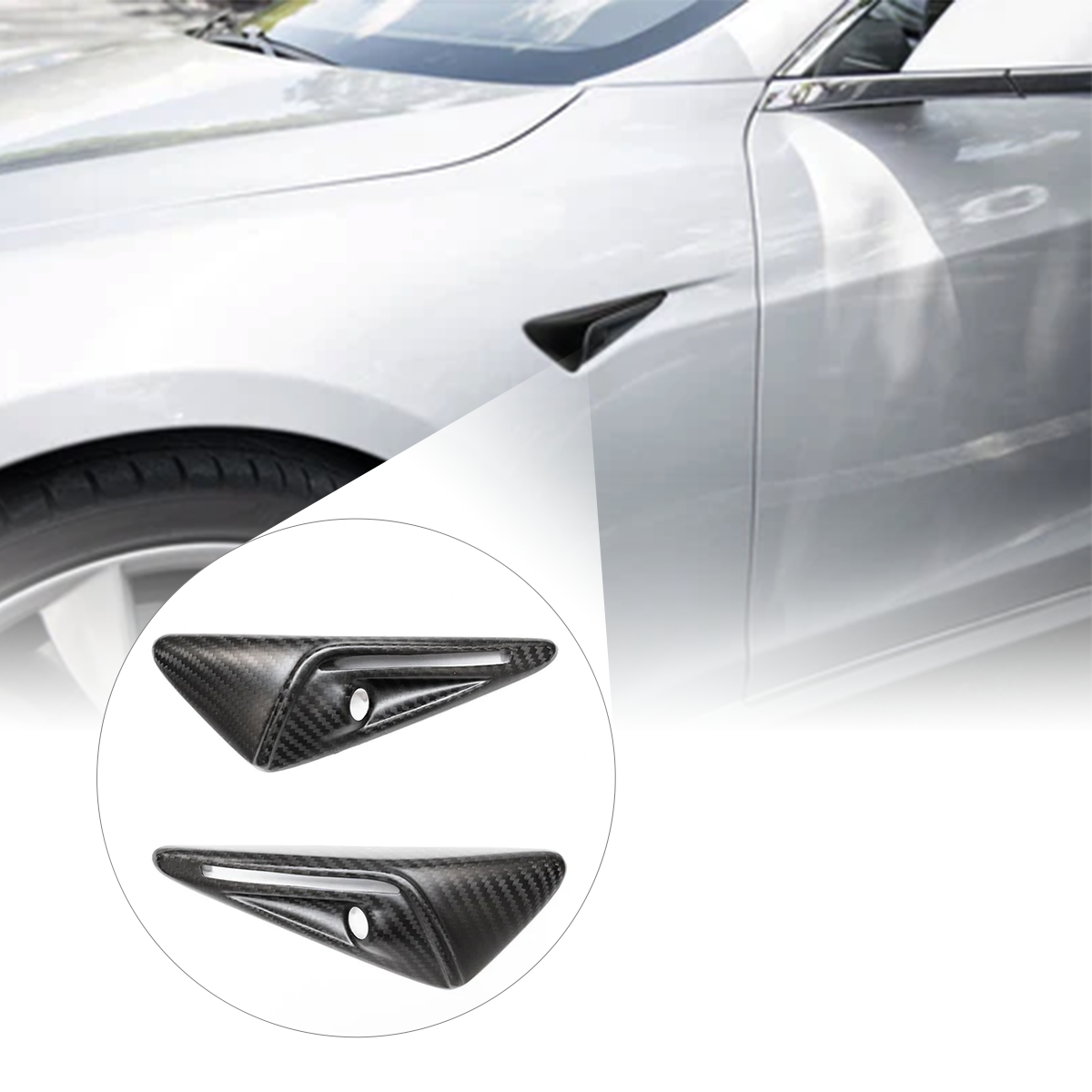 Carbon Fiber Side Camera Full Cover for Tesla Model 3/Y/S 2021-2023 ( 1 Pair ) (Not suitable for US Model Y after June 2023)