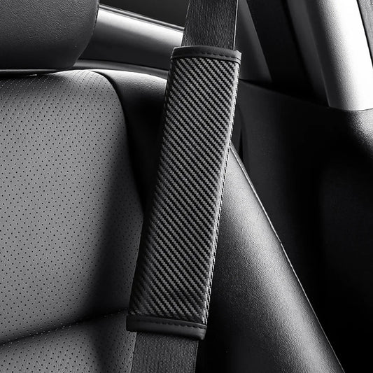 Carbon Fiber Style Seat Belt Shoulder Pad - Universal Fit for All Cars 1PC Black