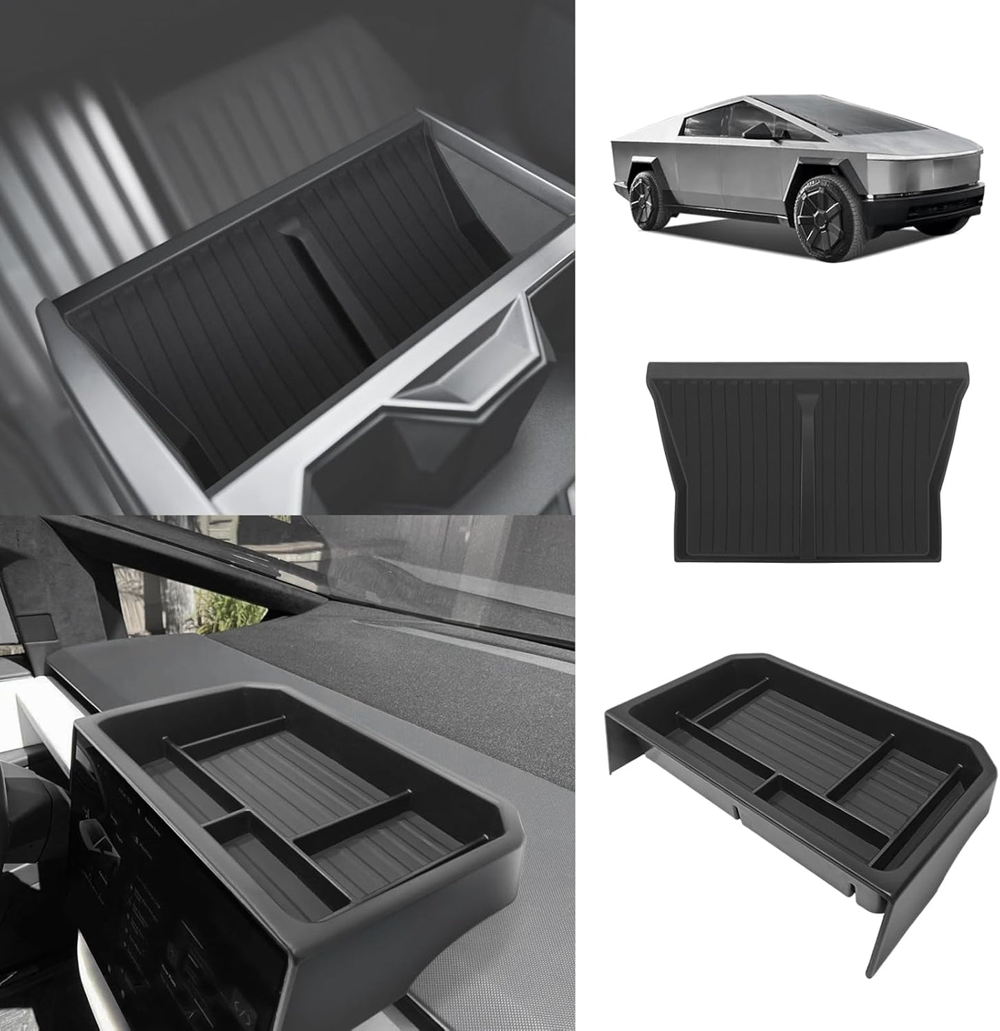 Center Console Screen Dash Organizer For Tesla Cybertruck 2024 Screen Back+Charge Pad Cover