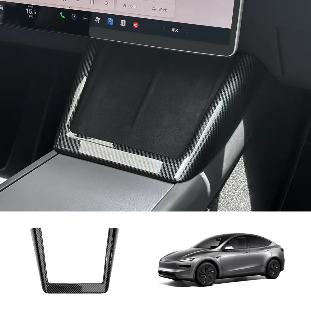 Center Console Wireless Charging Trim (ABS) for Tesla Model Y Juniper 2025+ Glossy Carbon Fiber