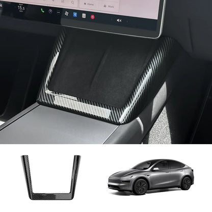 Center Console Wireless Charging Trim (ABS) for Tesla Model Y Juniper 2025+ Glossy Carbon Fiber