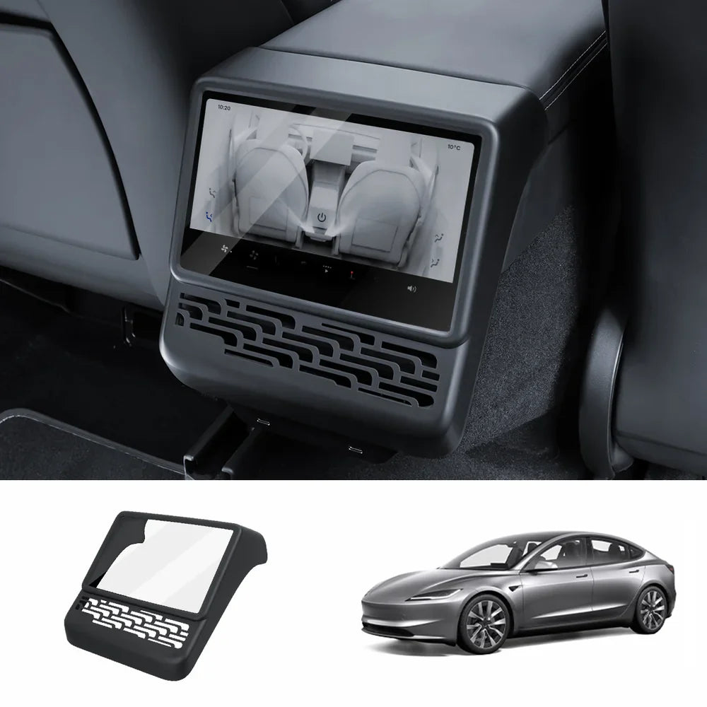 Integrated Tempered Glass Screen Protector with Frame for Tesla Model 3 Highland 2024+ Rear Only Black