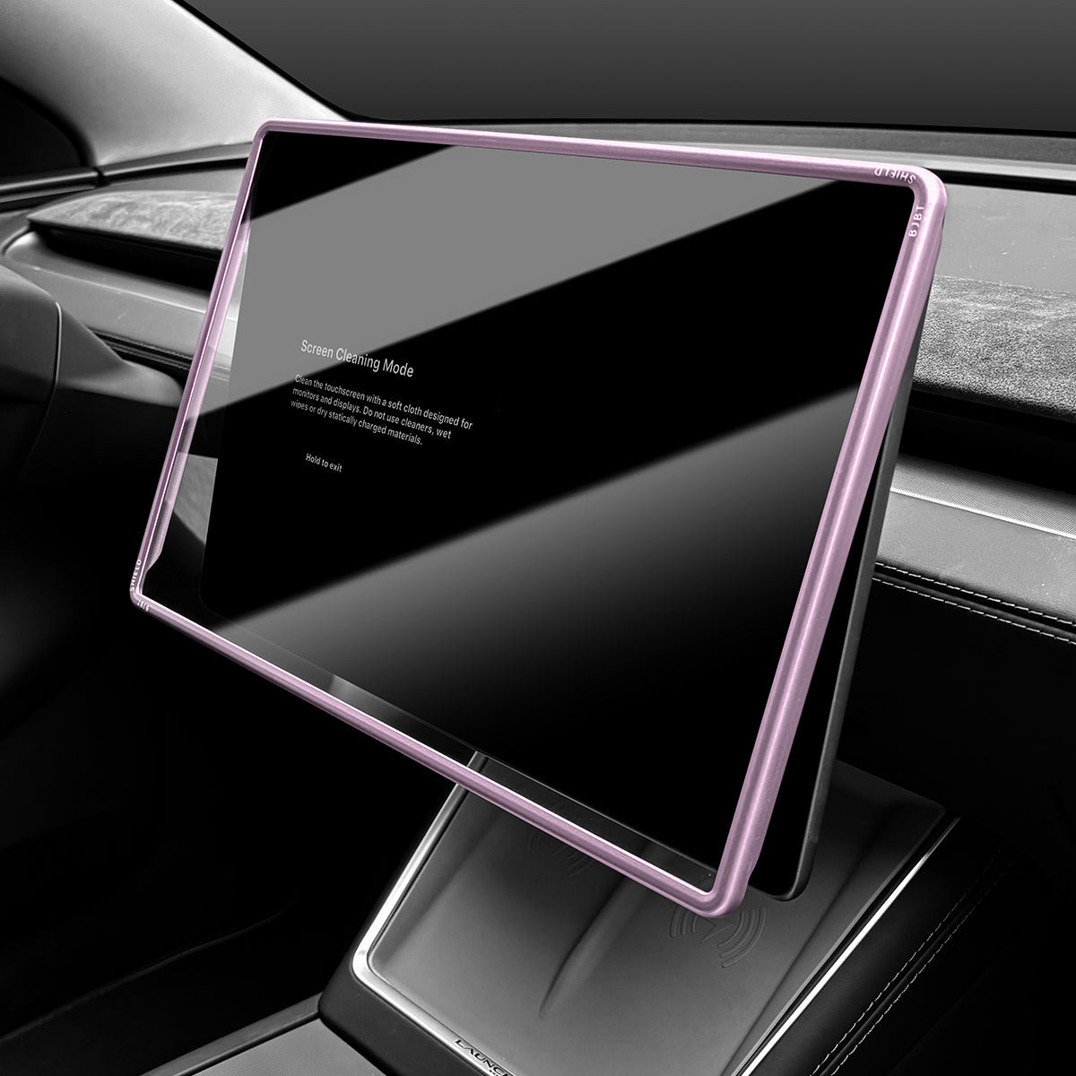 Integrated Tempered Glass Screen Protector with Frame for Tesla Model 3 Highland 2024+ Front Only Pink