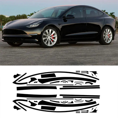 Chrome Delete Blackout Vinyl Overlay for 2017-2023 Tesla Model 3 - Matte Black Vinyl Wrap Only Heat Gun Not Included