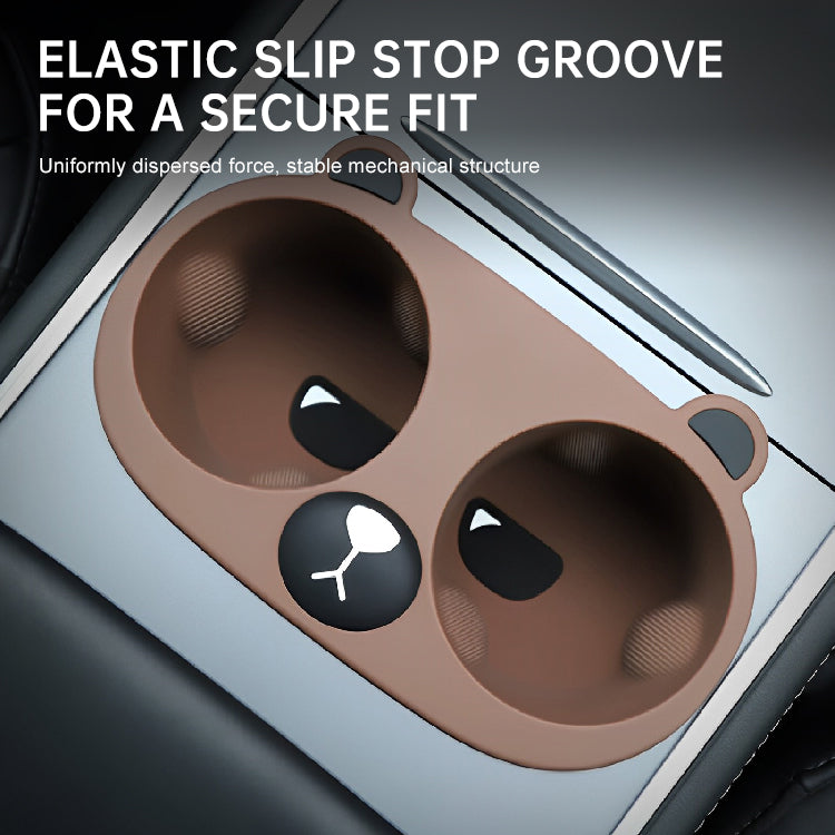 Cute Cat Central Control Cear Cater Cup Colder For Tesla Model3/Y Brown