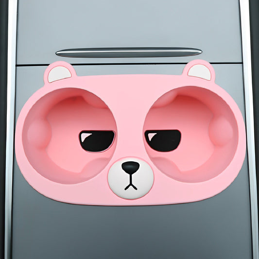 Cute Cat Central Control Cear Cater Cup Colder For Tesla Model3/Y Pink