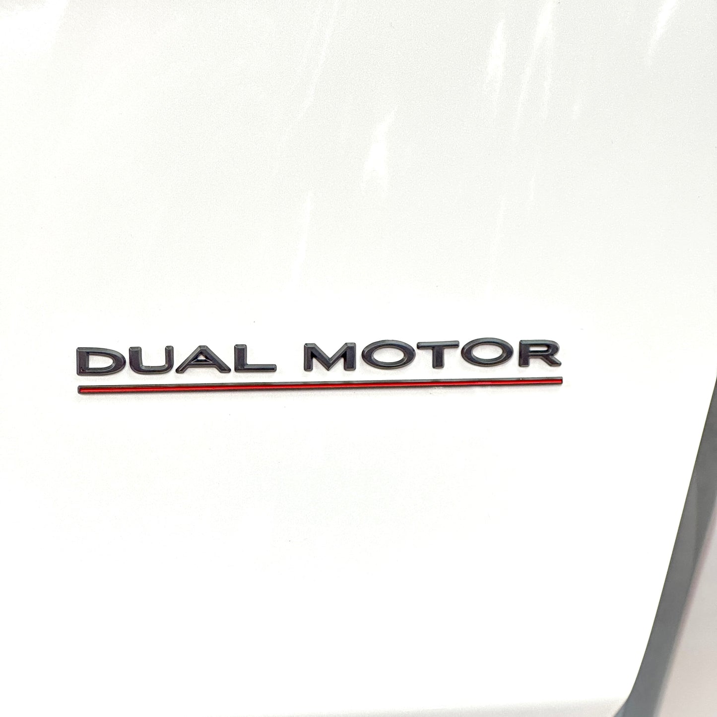 DUAL MOTOR Badges Black or Chrome With Stripe For Tesla Model S, 3, X, Y BLACK with Red Stripe