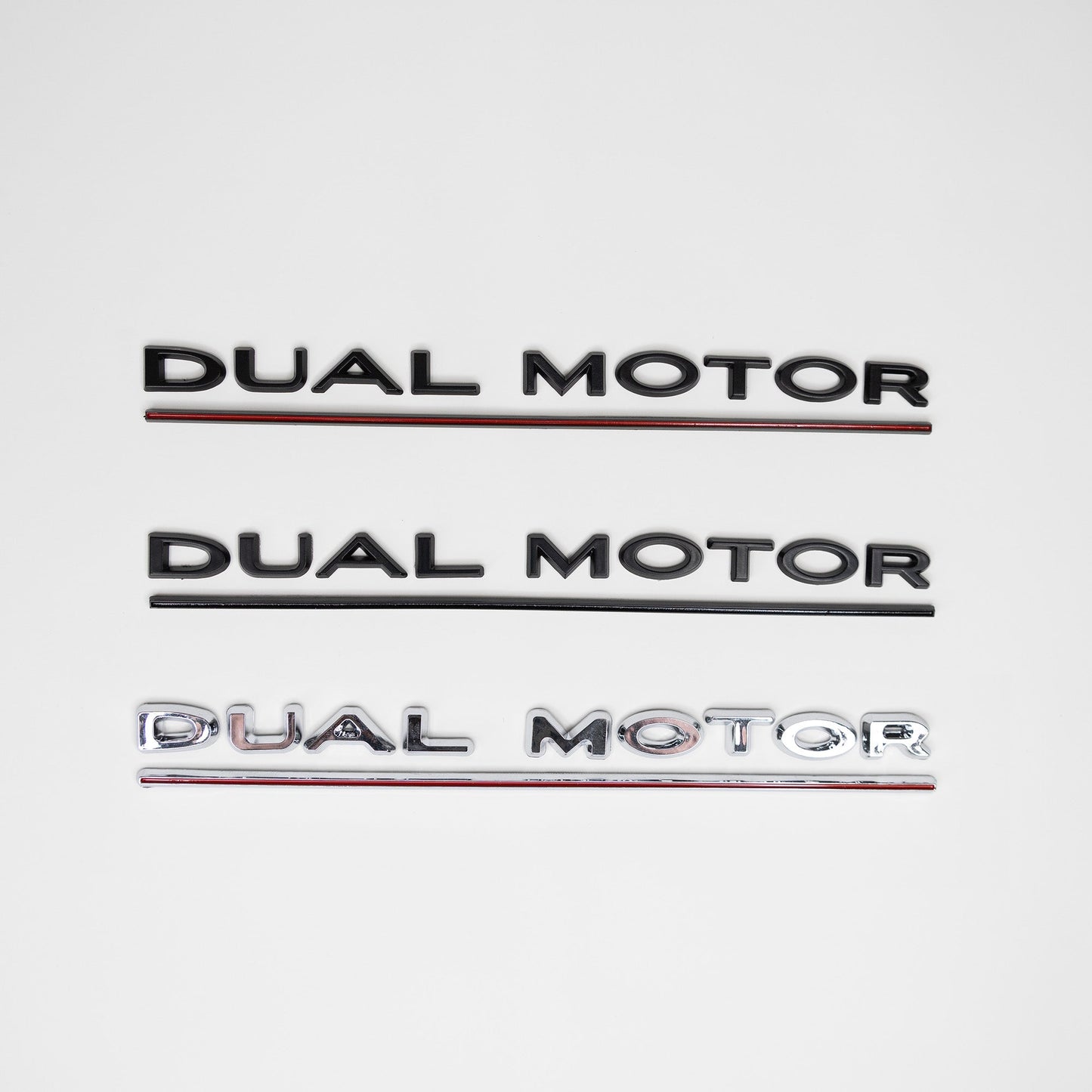 DUAL MOTOR Badges Black or Chrome With Stripe For Tesla Model S, 3, X, Y CHROME PLATED
