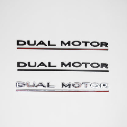 DUAL MOTOR Badges Black or Chrome With Stripe For Tesla Model S, 3, X, Y CHROME PLATED