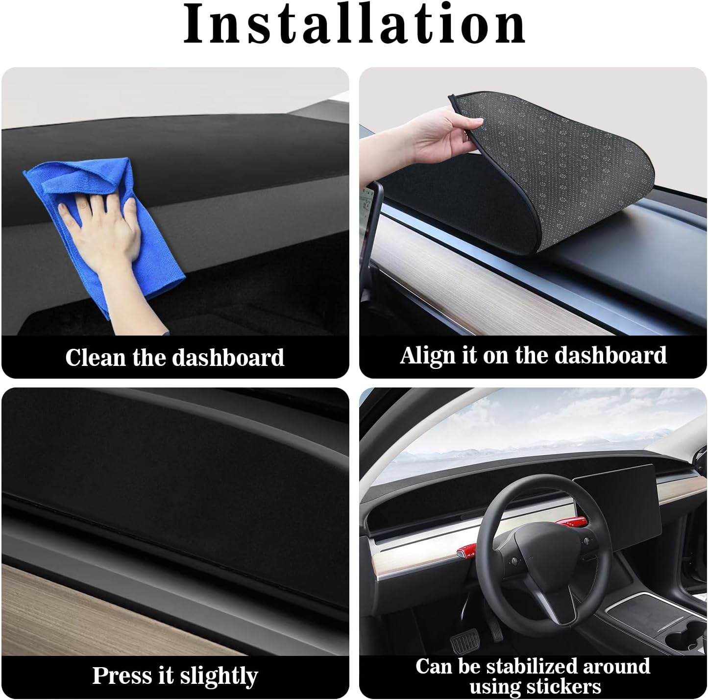 Model 3/Y Flannel Dashboard Cover Frontwith Heat Insulation for Model 3 and Model Y (2017-2023)