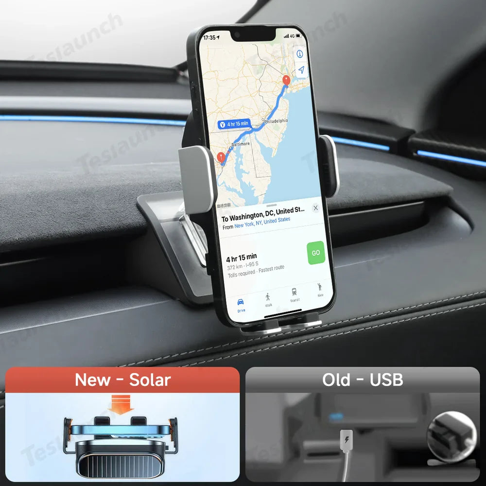 Dashboard Phone Holder with Solar Auto Clamp for 2026 New Tesla Model Y Standard