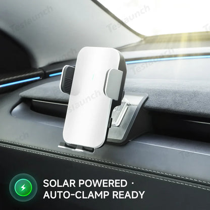 Dashboard Phone Holder with Solar Auto Clamp for Tesla Model Y Juniper 2025+