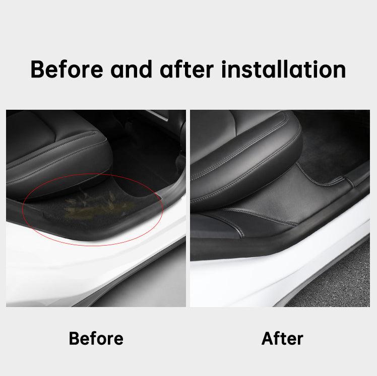 Model Y Built-in Door Sill Protector / Rear Inner Door Leather Pad Accessories (2 Pcs) for Tesla(2020-2024)