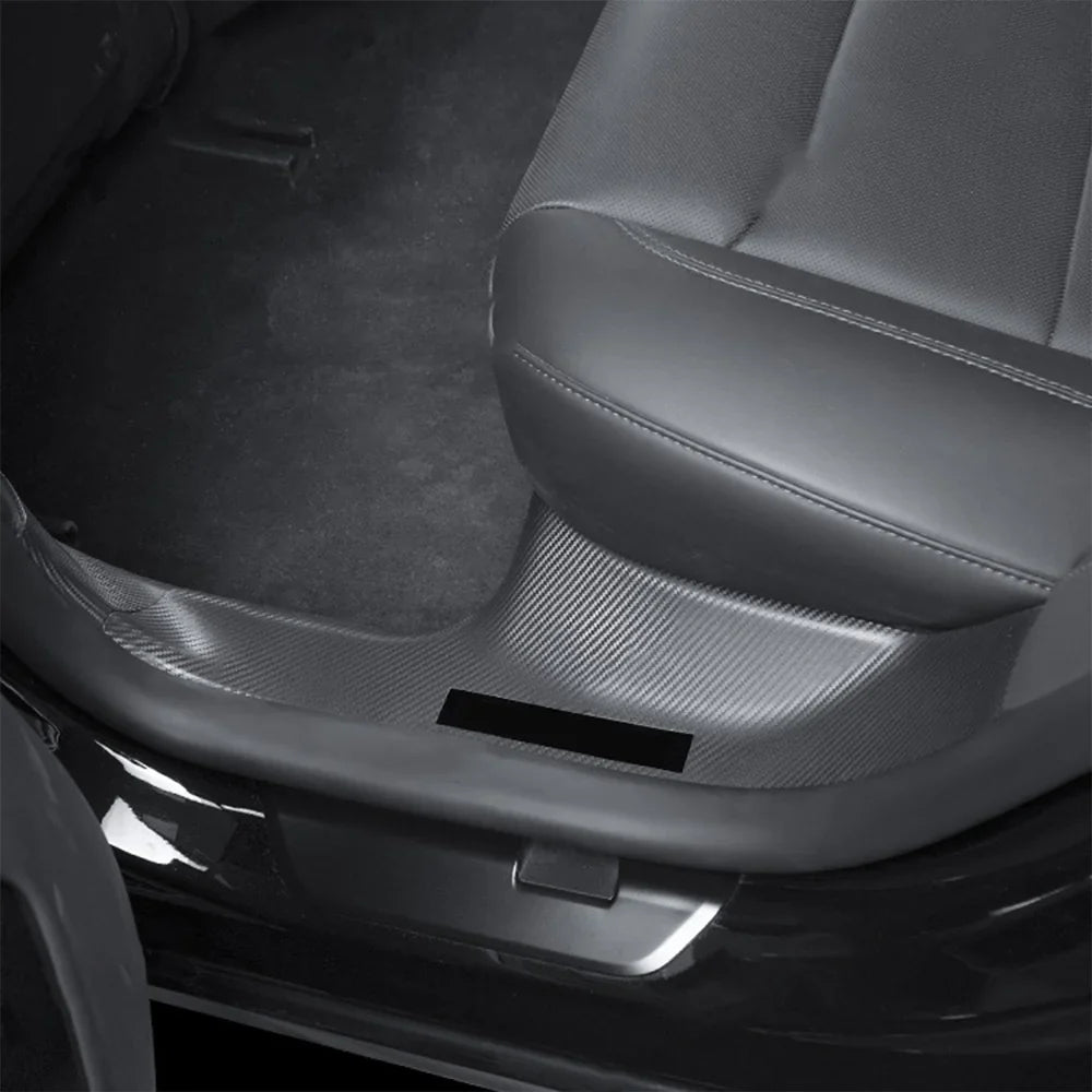 Door Sill Protector Cover for 2024 Tesla Model 3 Highland Carbon Fiber Color Rear Door (2 Pcs)
