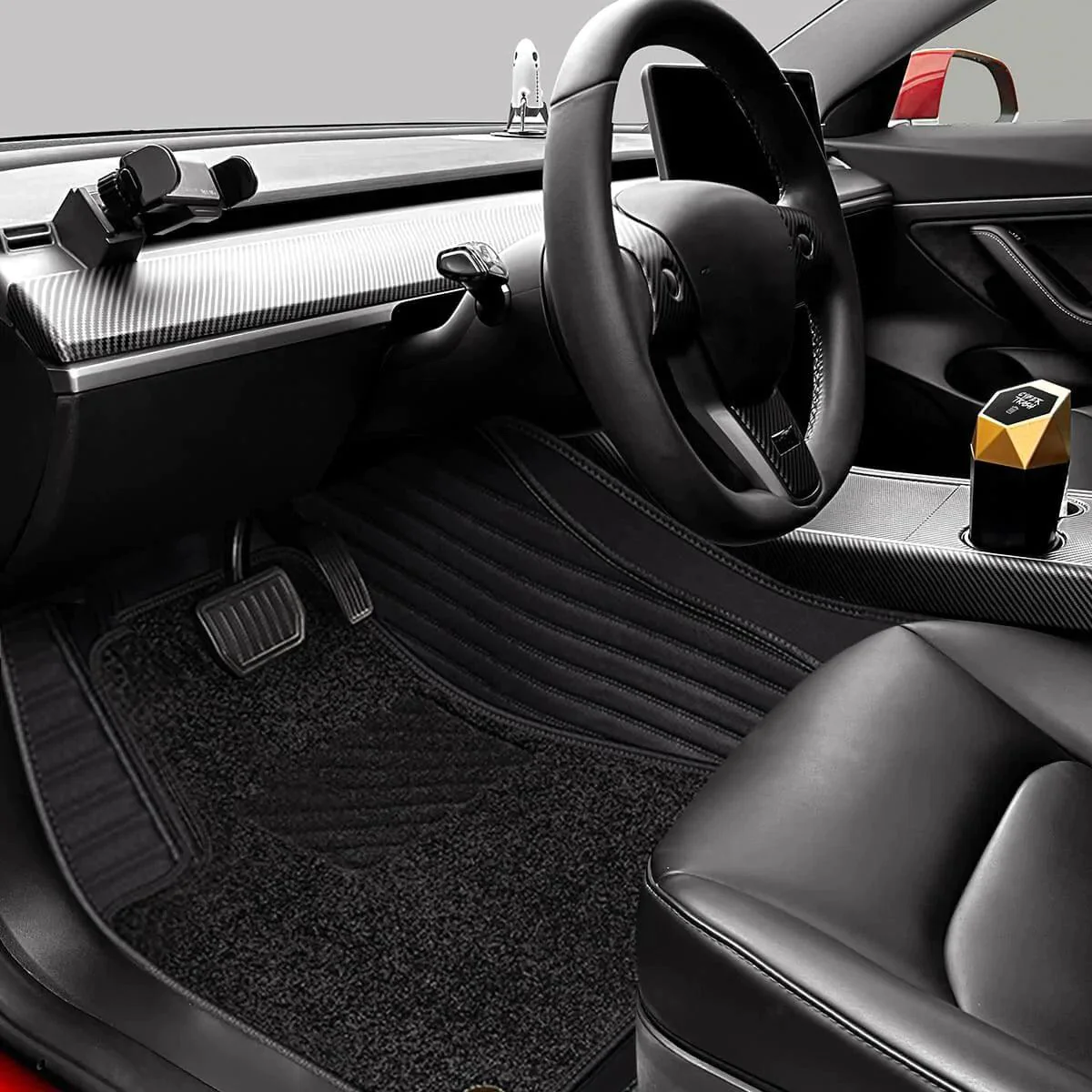Double Layer With Blanket Floor Mat for Tesla Model S Accessories Black & Black