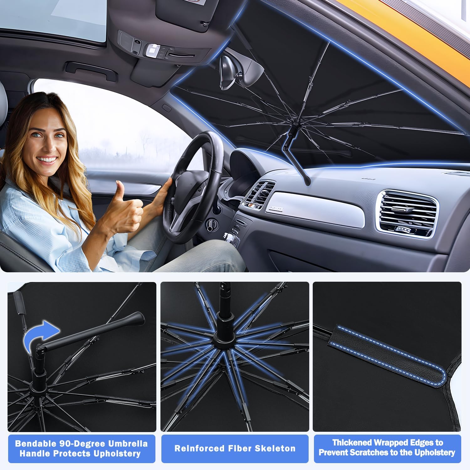 Fiberglass Windshield Sunshade Umbrella Custom Fit for Auto Sedan SUV