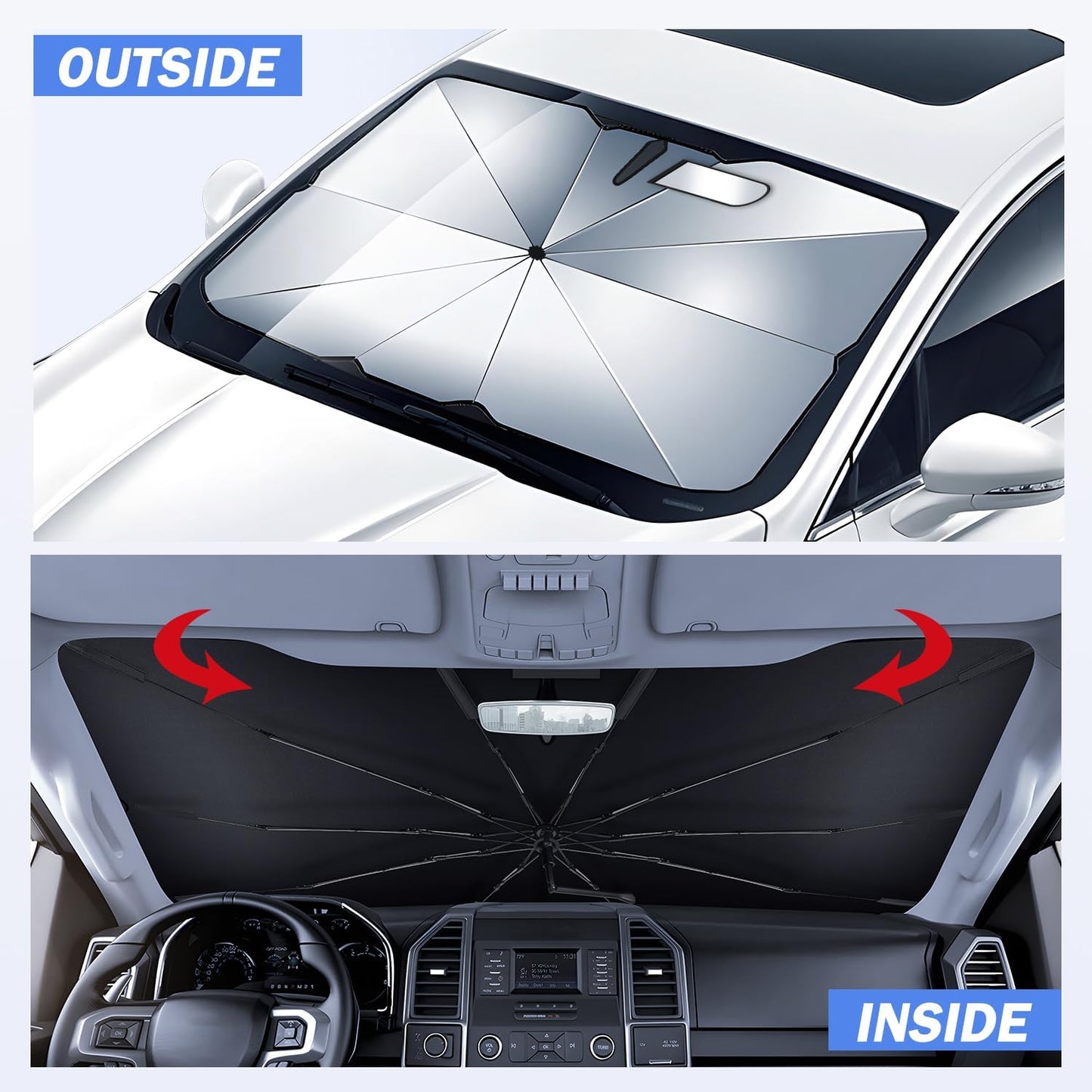 Fiberglass Windshield Sunshade Umbrella Custom Fit for Auto Sedan SUV