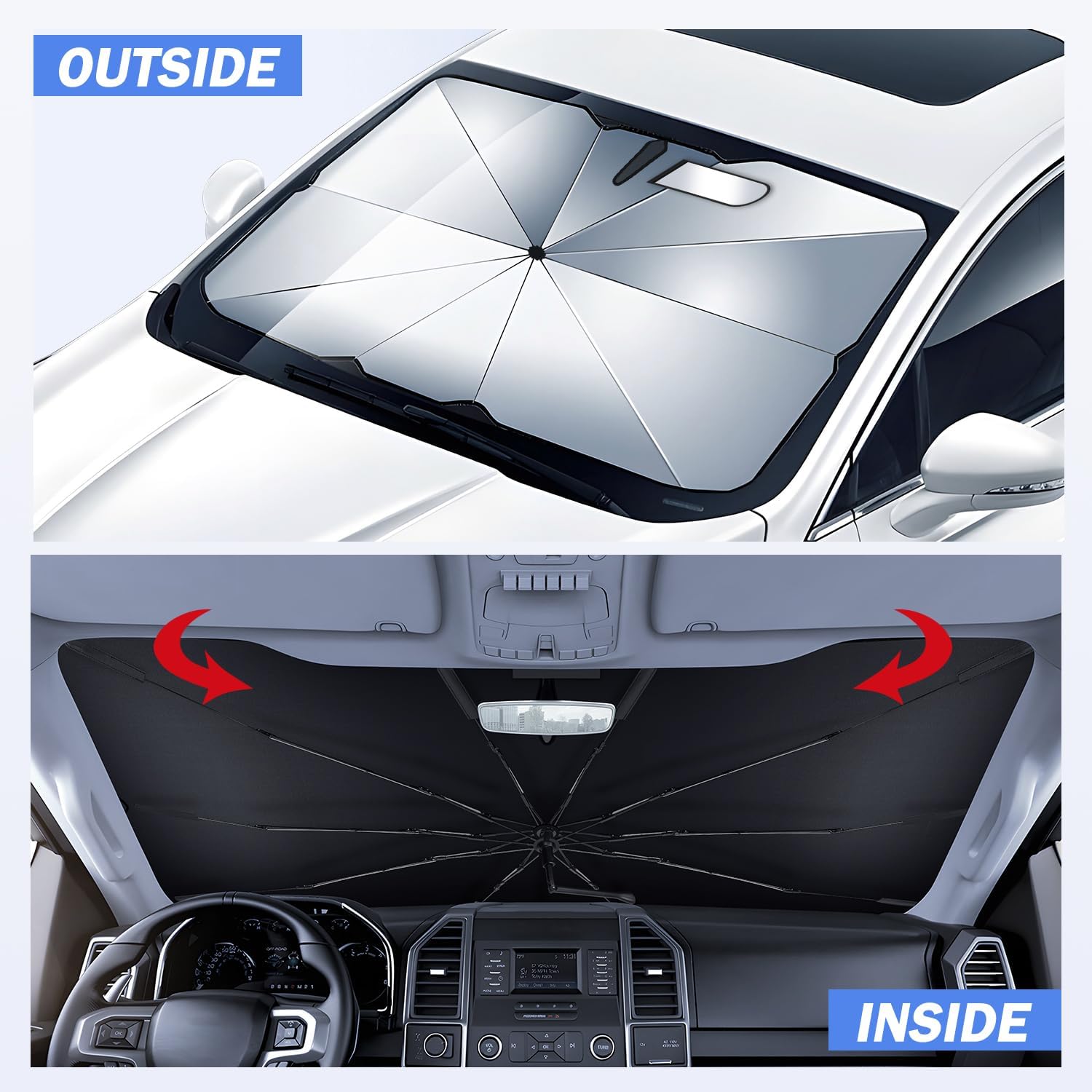 Fiberglass Windshield Sunshade Umbrella Custom Fit for Auto Sedan SUV