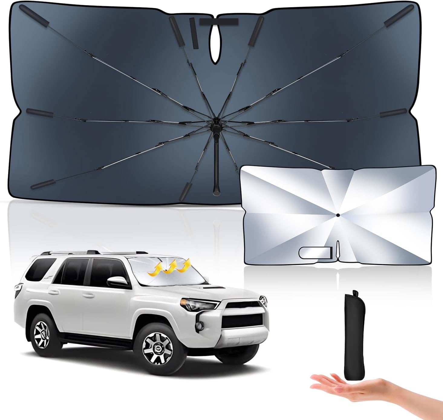 Fiberglass Windshield Sunshade Umbrella Custom Fit for Auto Sedan SUV 150cm*82cm