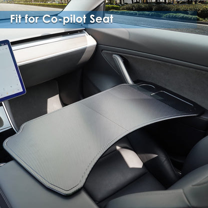 Foldable Carbon Fiber Car Laptop Tray Desk Food Table For Tesla Model 3/Y