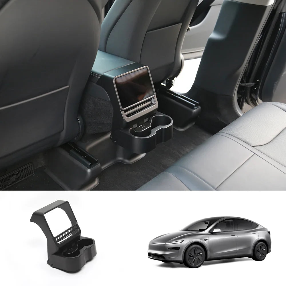 Multi-Functional Foldable Rear Console Cup Holder for Tesla Model Y Juniper 2025+ / Model 3 Highland 2024+ Black Model Y Juniper 2025+