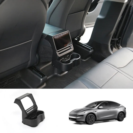 Multi-Functional Foldable Rear Console Cup Holder for Tesla Model Y Juniper 2025+ / Model 3 Highland 2024+ Black Model Y Juniper 2025+