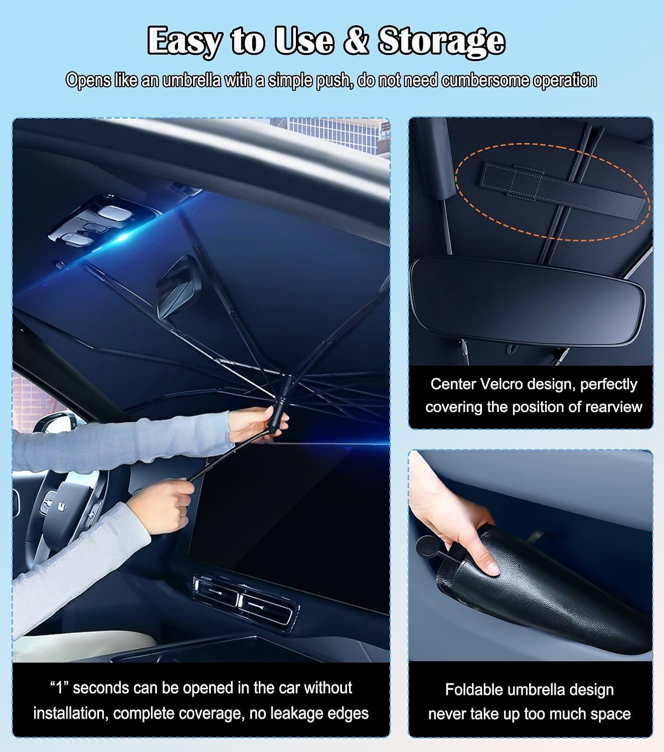Foldable Umbrella Car Front Windshield Sunshade for Tesla Model 3/Y/S/X