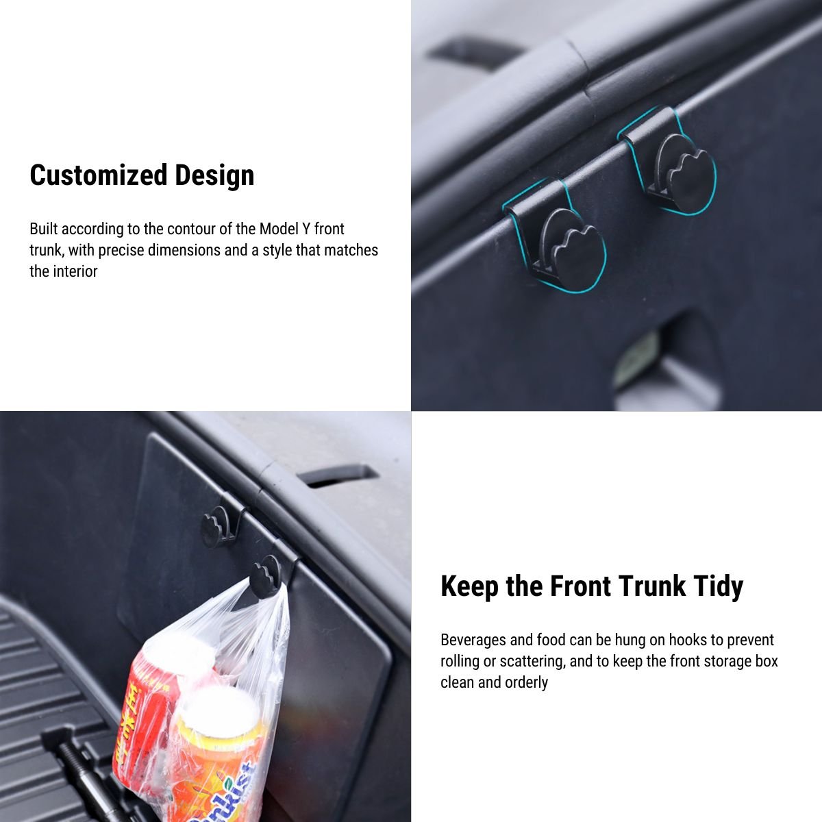 Front Trunk Hooks Suitable for Tesla Model Y 2021-2024【2pcs 】