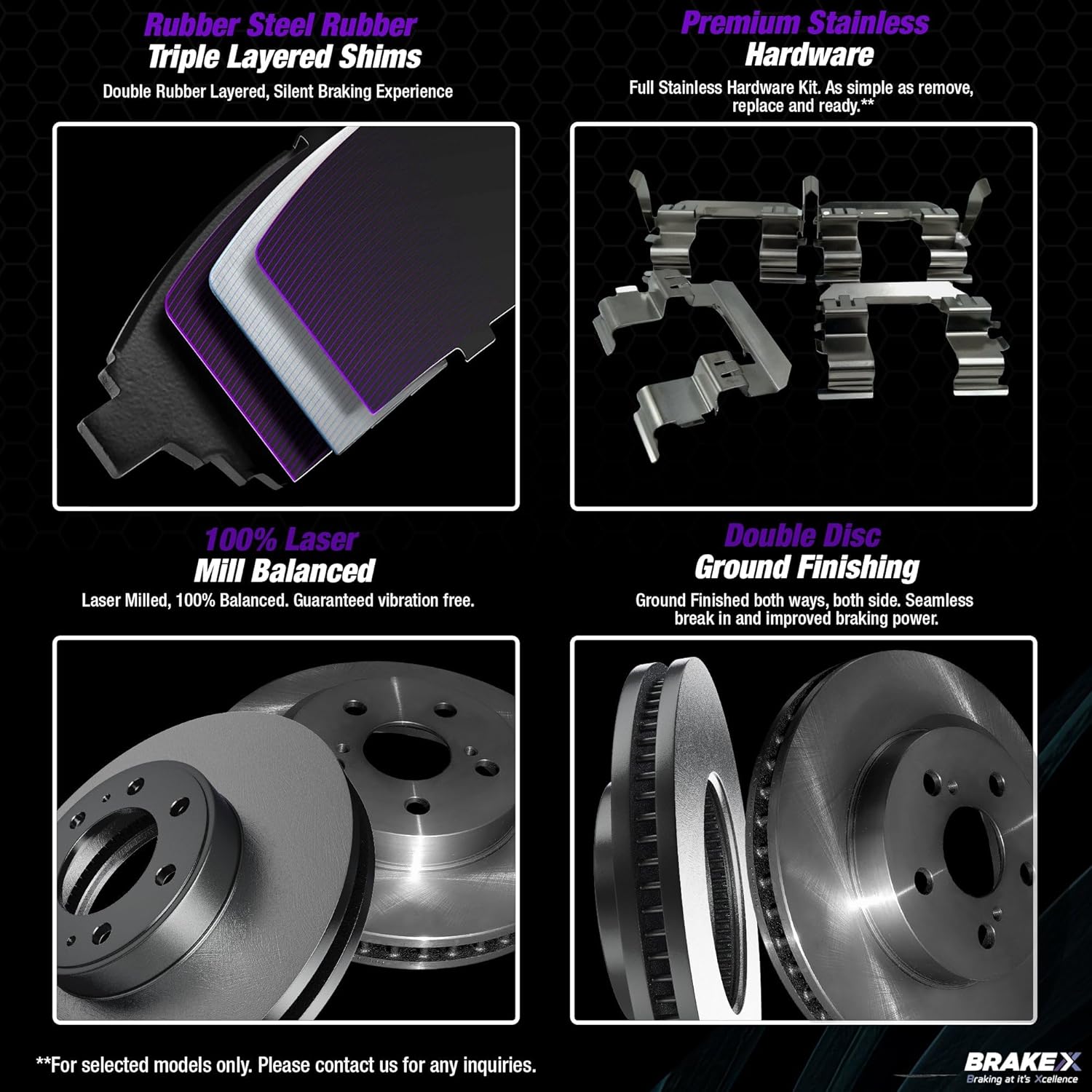 Front and Rear Brake Pads and Rotors Kit replacement for Tesla Model S