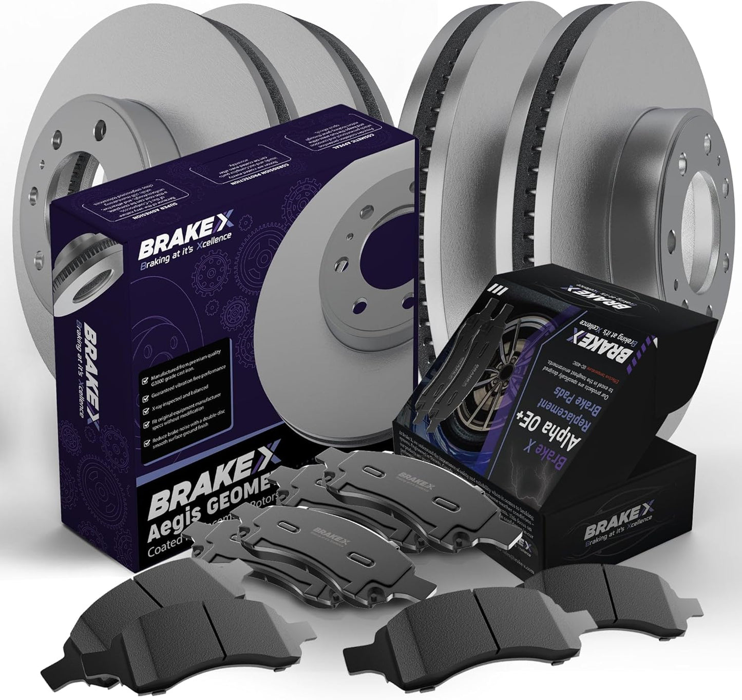 Front and Rear Brake Pads and Rotors Kit replacement for Tesla Model S