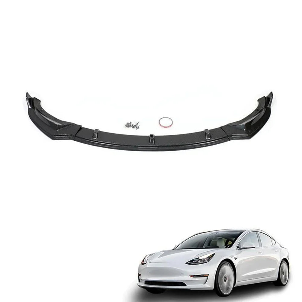 Front Bumper Lip Kit For Tesla Model 3 (2017-2023) Carbon Fiber