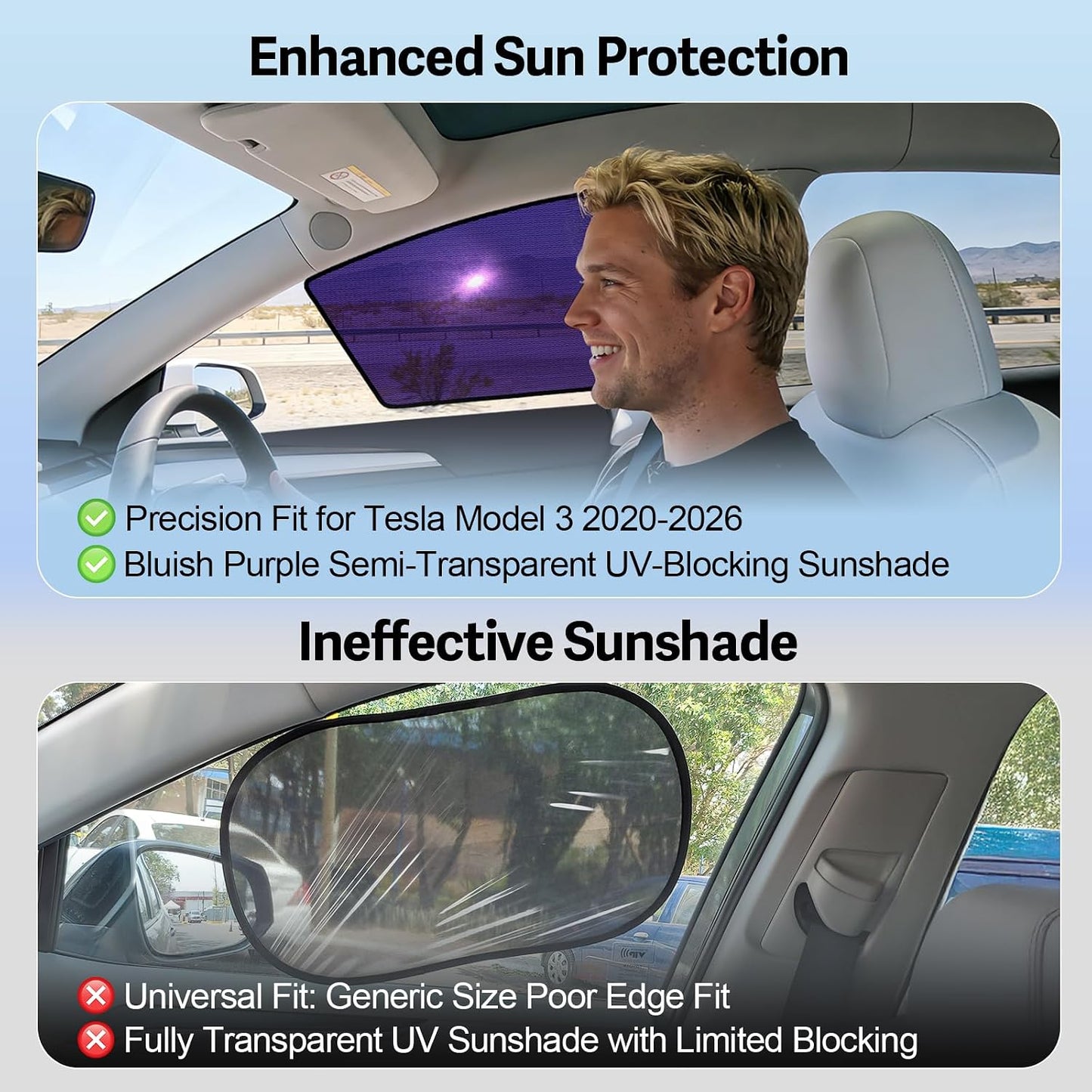 UV Blocker Front Rear Window Sunshade For Tesla Model 3/Y Juniper